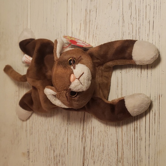 Ty Beanie Babies 1997 Brown Cat Pounce & Gray Striped Cat Prance NWT - Picture 2 of 11